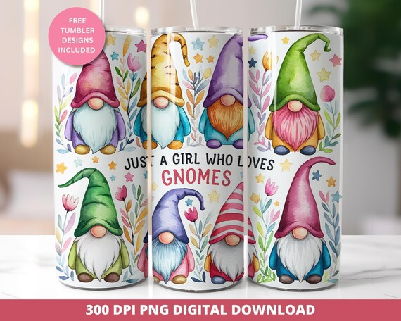 Cute Gnome Tumbler Wrap, Cute Valentine Gnome 20 oz Skinny Sublimation Design, Gnome Tumbler Gift, Straight 20 oz Tumbler Wrap Download