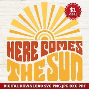 Hier komt de zon Svg, zomer Png, Summer Vibes Svg, zomer Svg voor shirts, strand Svg, zomershirt, sublimatie, Cricut, Pdf, Png, Dxf