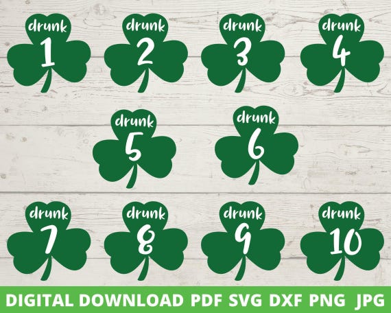 Drunk Shamrock SVG Bundle, St Patrick's Day Designs (Digital Download)