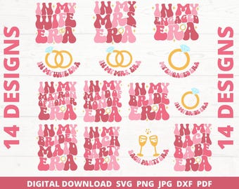 ブライダル時代のSVGバンドル、ウェディングクリップアート、Cricut Silhouetteカットファイル