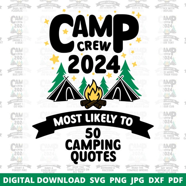 Most Likely To Camping Svg, Camping Crew Svg, Funny Camping Quotes, Family Camp Shirts,  Adventure & Outdoor Svg, Iron On Family Trip Png,