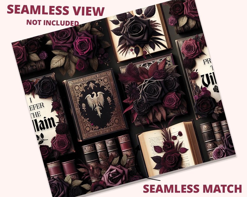 Ich bevorzuge den Bösewicht Tumbler 20 Unzen Wrap, Dark Romantasy Sublimation Design Bild 2