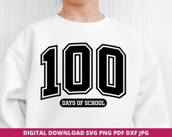 100 Days of School SVG, Retro Varsity Font, Cricut Silhouette Cut File