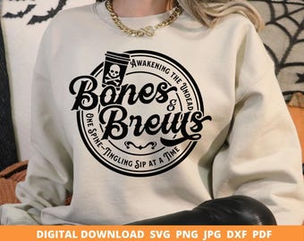 Halloween Coffee Skull SVG, Spooky Coffee Lover Design Cricut Silhouette Cut File