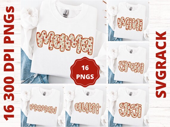 Retro Floral Mama PNG Bundle: Vintage Mother's Day Designs (Digital Download)