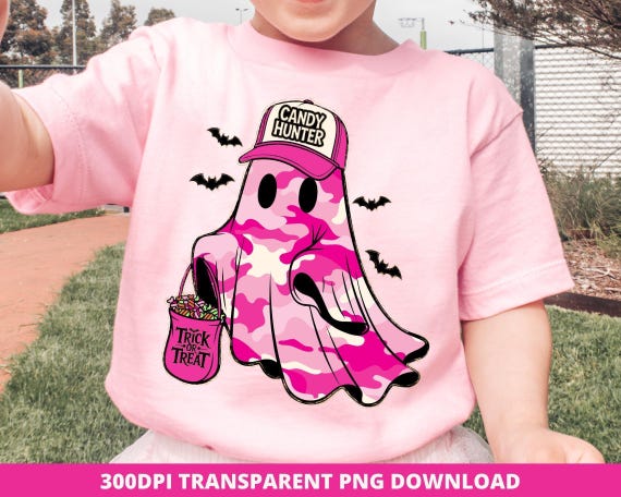 Pink Camo Ghost PNG, Candy Hunter Clipart (Digital Download)
