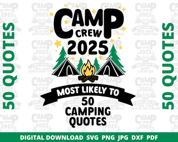 Most Likely To Camping 2025 Svg, Camping Crew Svg, Funny Camping Quotes, Family Camp Shirts,  Adventure & Outdoor Svg, Camping Sublimation