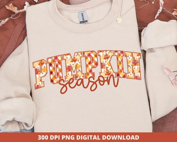 Pumpkin Season PNG, Varsity Fall Sublimation (Digital Download)