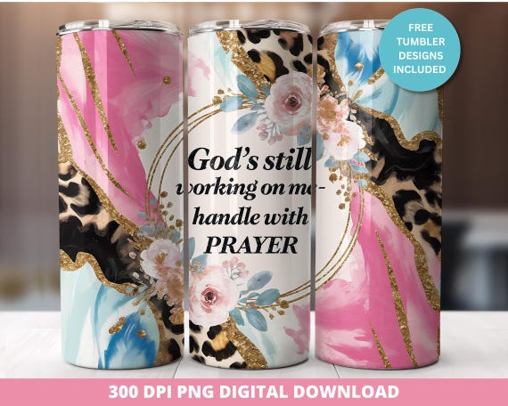 Christian 20oz Tumbler Wrap,Faith Tumbler Wrap 20oz Skinny Design, Motivational Christian Tumbler Wrap, Funny Faith Sublimation Wrap Design