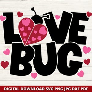 a love bug svg file with hearts on it