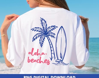 Coastal Striped Shirt Preppy PNG, Aloha Beaches Sublimation Design, Sublimation DTF Design