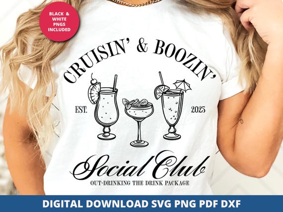 Cruise Social Club Svg, Cruisin' & Boozin' Svg, Funny Cruise Png, Girls Trip Cruise Design, Coquette Cruise Svg, Cruise Sublimation Png File