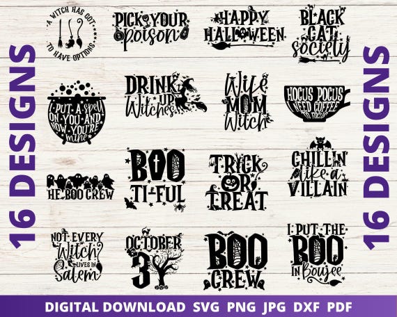 Halloween SVG Bundle, Witch, Ghost, Pumpkin Designs (Digital Download)