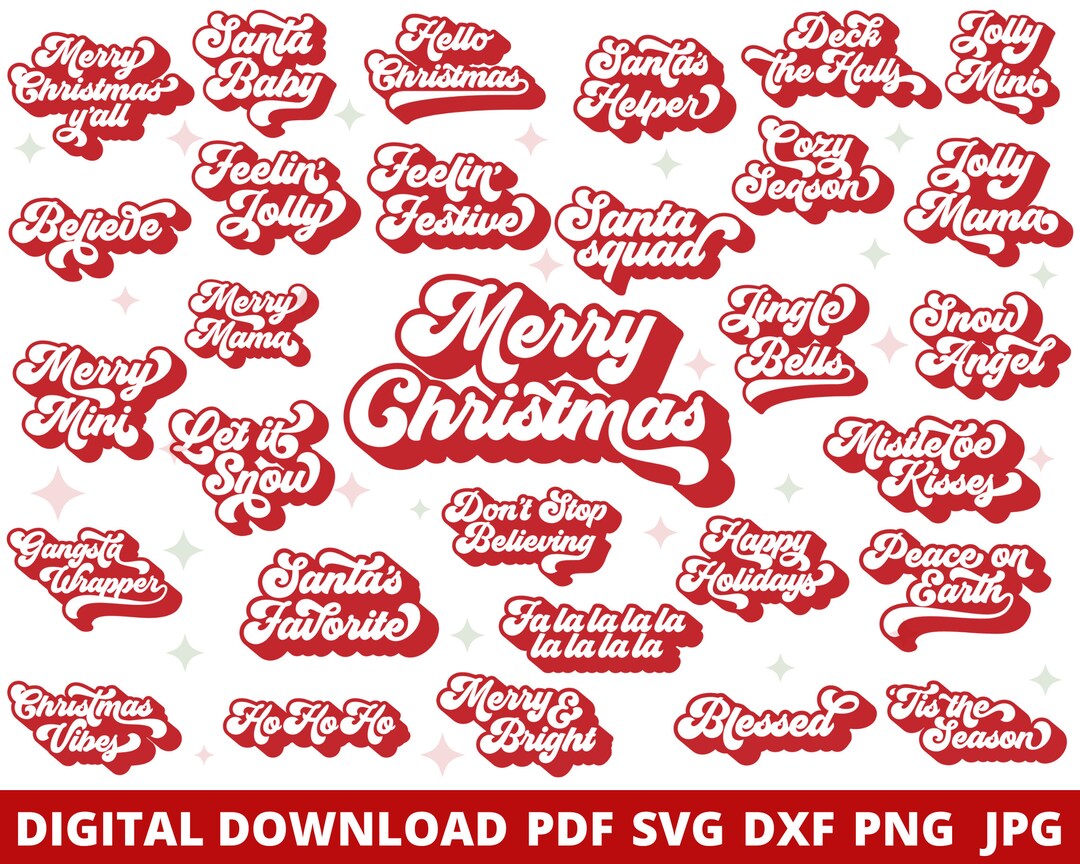 Kerst Svg Bundel Retro Kerstmis Svg Bestand Kerstmis Svgs Etsy Nederland