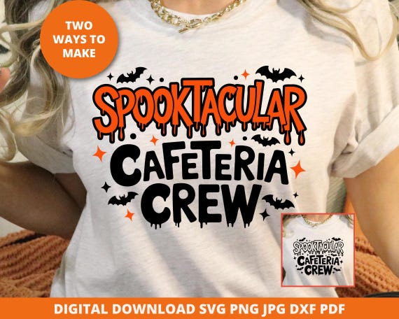 Spooktacular Cafeteria Crew Svg, Halloween Lunch Lady Png, Digital Download for Cricut,  Cafeteria Halloween Shirt, Lunch Lady Halloween Svg