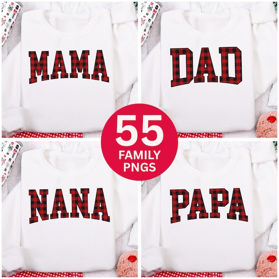 Buffalo Plaid Christmas Family Names PNG Bundle (Digital Download)