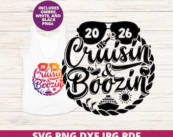 2026 Cruisin Boozin SVG, pasujące koszulki rejsowe PNG sublimacja (pobieranie cyfrowe)
