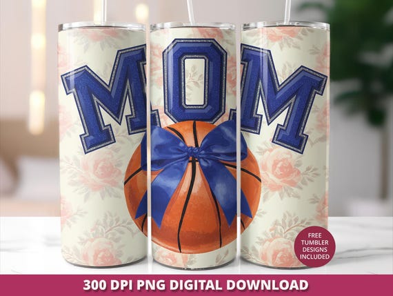 Floral Basketball Mom 20oz Tumbler Wrap PNG (Digital Download)