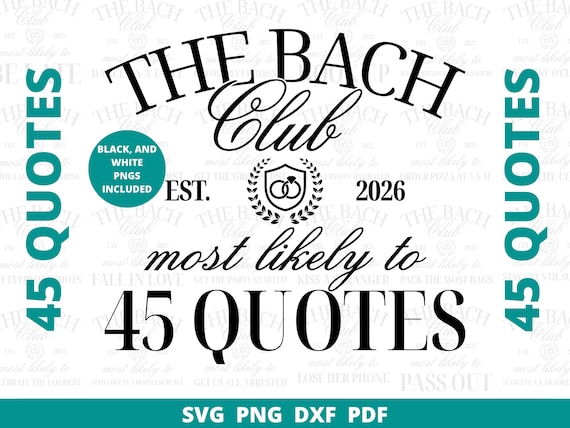 Bachelorette Party 2026 SVG Bundle, Most Likely To Quotes for Bridesmaid Shirts, Funny Bach PNG Designs, Wedding Party Cut Files