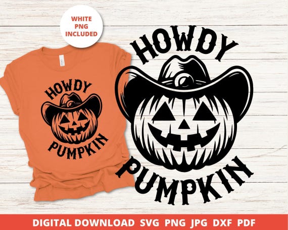 Howdy Pumpkin Cowgirl SVG, Halloween Western Design (Digital Download)