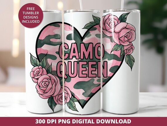 Girl Hunter Pink Camo Tumbler Wrap, 20oz Skinny Design (Digital Download)