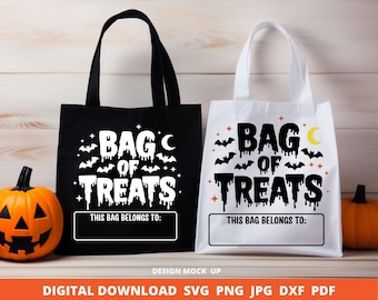 Gruselige Halloween Bag of Treats SVG, Kinder Süßes oder Saures Cricut Silhouette Schnitt Datei