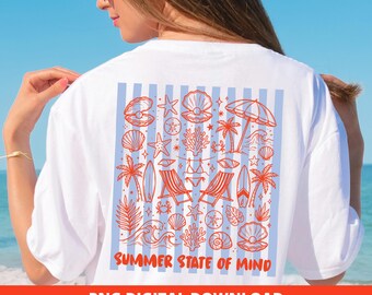 Preppy Coastal Summer Beach PNG Clipart Retro Ocean Vacation Design (Digital Download)