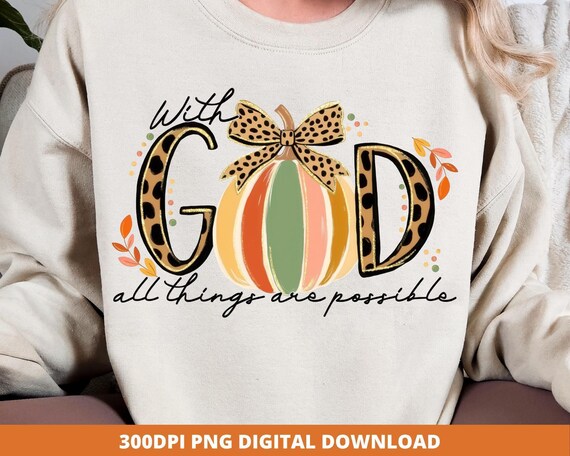 Pumpkin God PNG, Leopard Print Bow, Fall Christian Design (Digital Download)