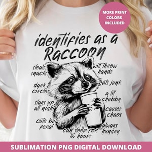 Immagine PNG di un procione divertente, design sarcastico e pungente, design DTF per sublimazione. immagine 1