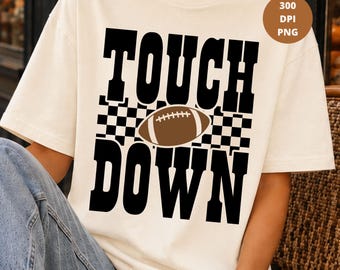 Touchdown Football PNG, Checkered Football Design, Game Day Sublimation, Football Shirt PNG