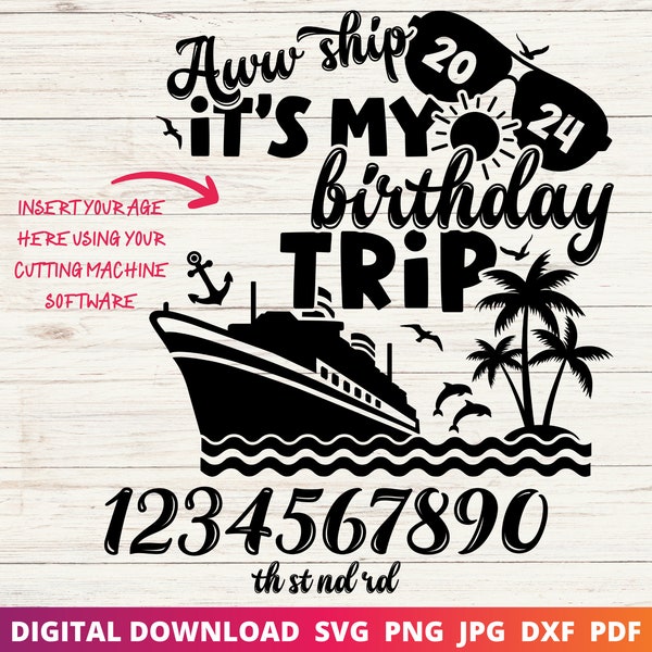 Aww Ship It's My Birthday Trip 2024, Birthday Cruise Svg, Happy Birthday Svg, Cruise Svg, Funny Birthday Svg, Custom Birthday Svg, Cricut