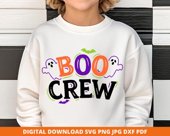 Boo Crew SVG, Cute Halloween Ghost SVG, Spooky Season Shirt Design, Matching Kids Halloween Cricut Cut File, Family Boo Crew PNG