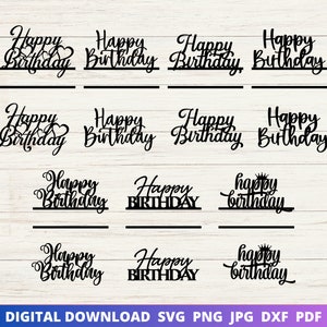 Birthday Cake Topper SVG, Personalized Cake Topper Template for Cricut, Laser Cut File Cake Topper, Custom Name Svg, Script Cake Topper Svg
