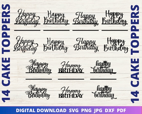 Birthday Cake Topper SVG, Personalized Cake Topper Template for Cricut, Laser Cut File Cake Topper, Custom Name Svg, Script Cake Topper Svg