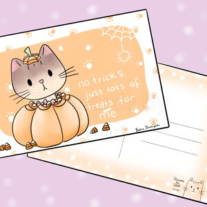 Kitty Halloween Trick-or-Treat Postkarte (4x6 Postkarte mit Designs auf Vorder- und Rückseite) Mix-and-Match in der Personalisierungsbox!