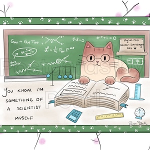 Postal de Scientist Kitty (postal 4x6 con diseños en la parte delantera y trasera) ¡Mezcla y combina en la caja de personalización!
