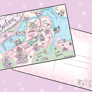 Kitty in Boston (4x6 postcard with designs on front and back)  Mix-and-match in the personalization box!