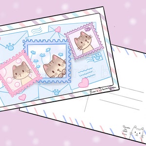 Kitty Stamp Collection Postcard (4x6 postcard with designs on front and back) Mix-and-match in the personalization box!