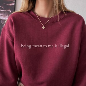 Being Mean To Me Is Illegal Sweatshirt, Be Nice To Me, TikTok Sweater, Funny Gift for Her, Girlfriend Gift, Trendy Shirt, Funny Shirt