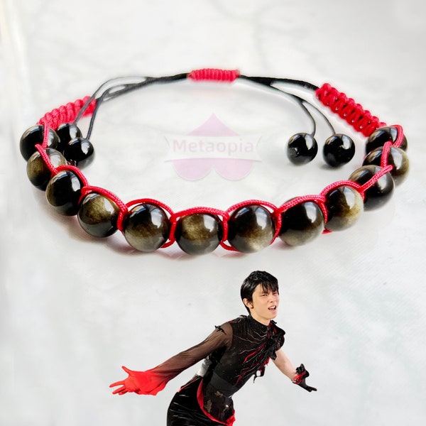 Yuzuru Hanyu Costume Inspiré Bracelet, Spartacus, Changement, Bonjour, Je t’aime, Obsidienne d’or, Bracelet tissé à la main, Prologue Performance