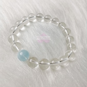 Zhao Lusi Inspired Aquamarine Bracelet, Clear Quartz Beaded Bracelet, Healing Stone, C-Drama Bracelet, Summer Bracelet, Love Like the Galaxy