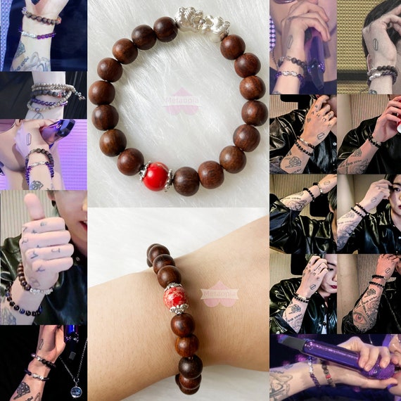 BTS Jung Kook Inspired Rosewood Bracelet, Emperor Stone