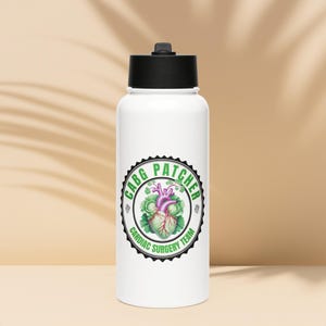 CABG Patcher vattenflaska | Gåva till hjärtkirurgiteamet | Vätskeflaska i rostfritt stål