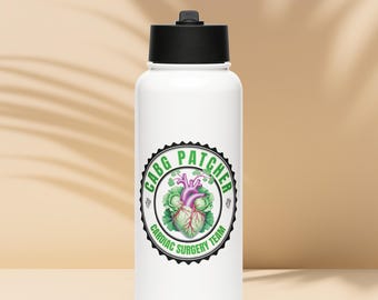 Botella de agua CABG Patcher / Regalo para el equipo de cirugía cardíaca / Botella de hidratación de acero inoxidable