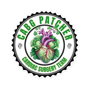 CABG Patcher Sticker | Cardiac Surgery Team, CVICU Nurse Gift | Heart Cabbage Biker Patch Decal
