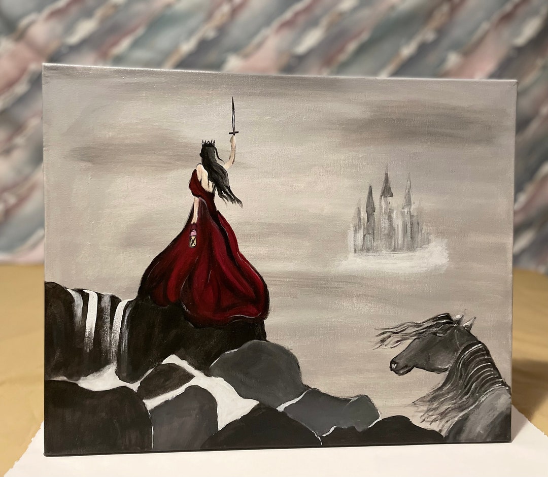 Lady in Red Canvas Painting Wall Art - Etsy UK
