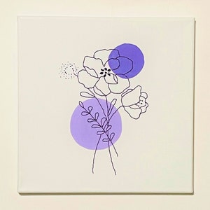 Purple Flower Canvas Embroidery Wall Art