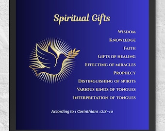 Dones del Espíritu - Póster enmarcado - Escritura 1 Corintios - Biblia