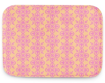 Alfombra de baño de espuma viscoelástica con diseño elegante vintage Art Déco rosa y naranja