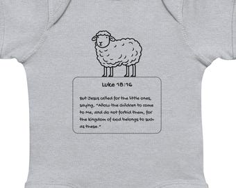 Body de oveja para bebé – Lucas 18:16 Escritura, Regalo Cristiano